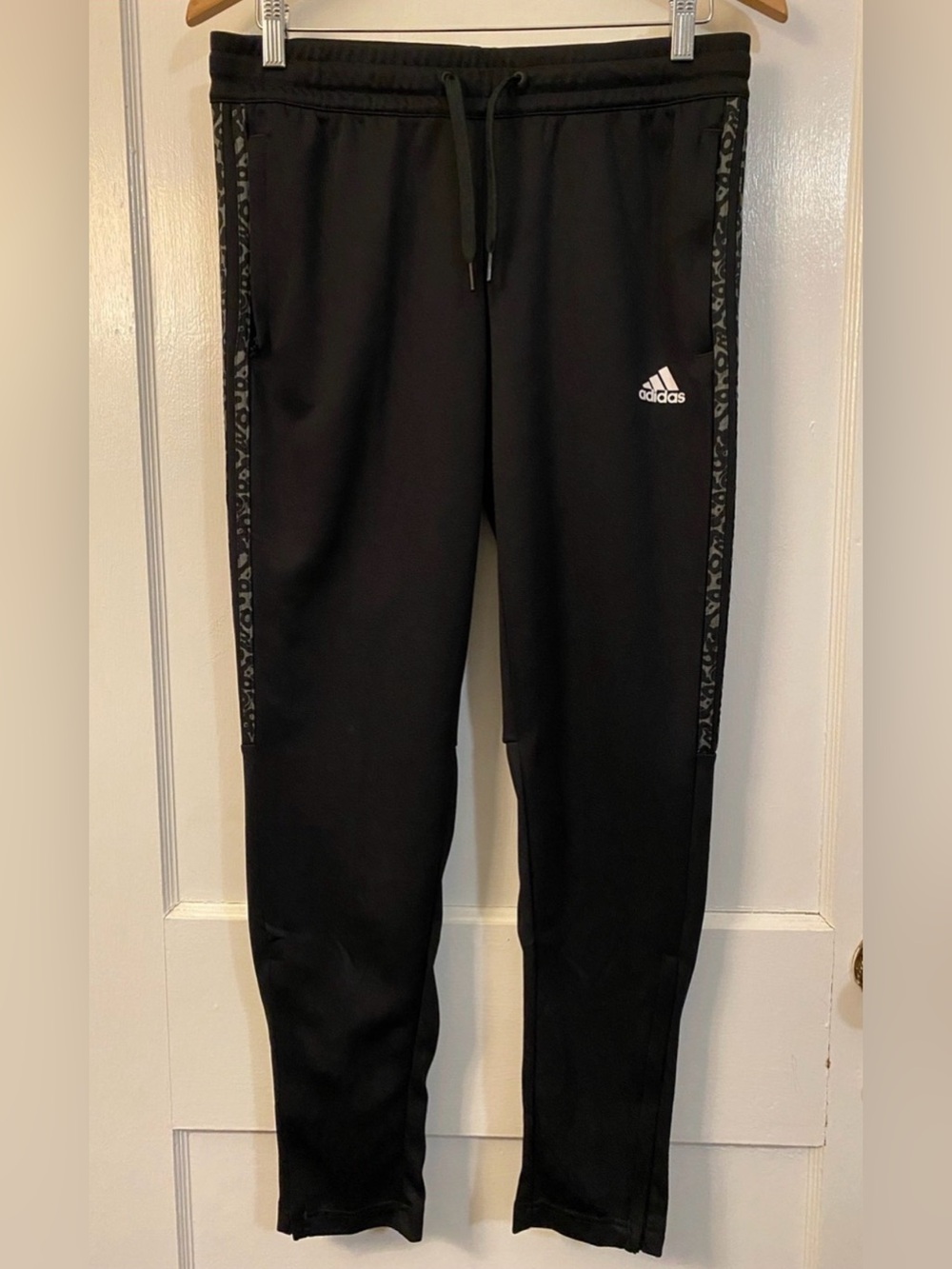 adidas Black Athletic Joggers with Side Stripe Women’s Medium